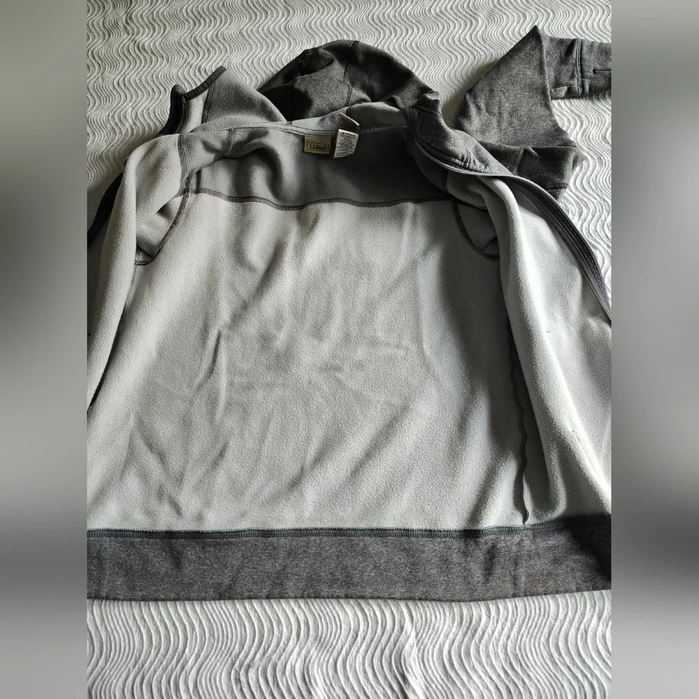 LL Bean Kids' Full-Zip Hoodie Sweatshirt Size Large L 14-16 Gray Fleece Interior